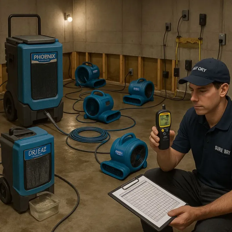 Structural Drying and Dehumidification process in Maxton, NC